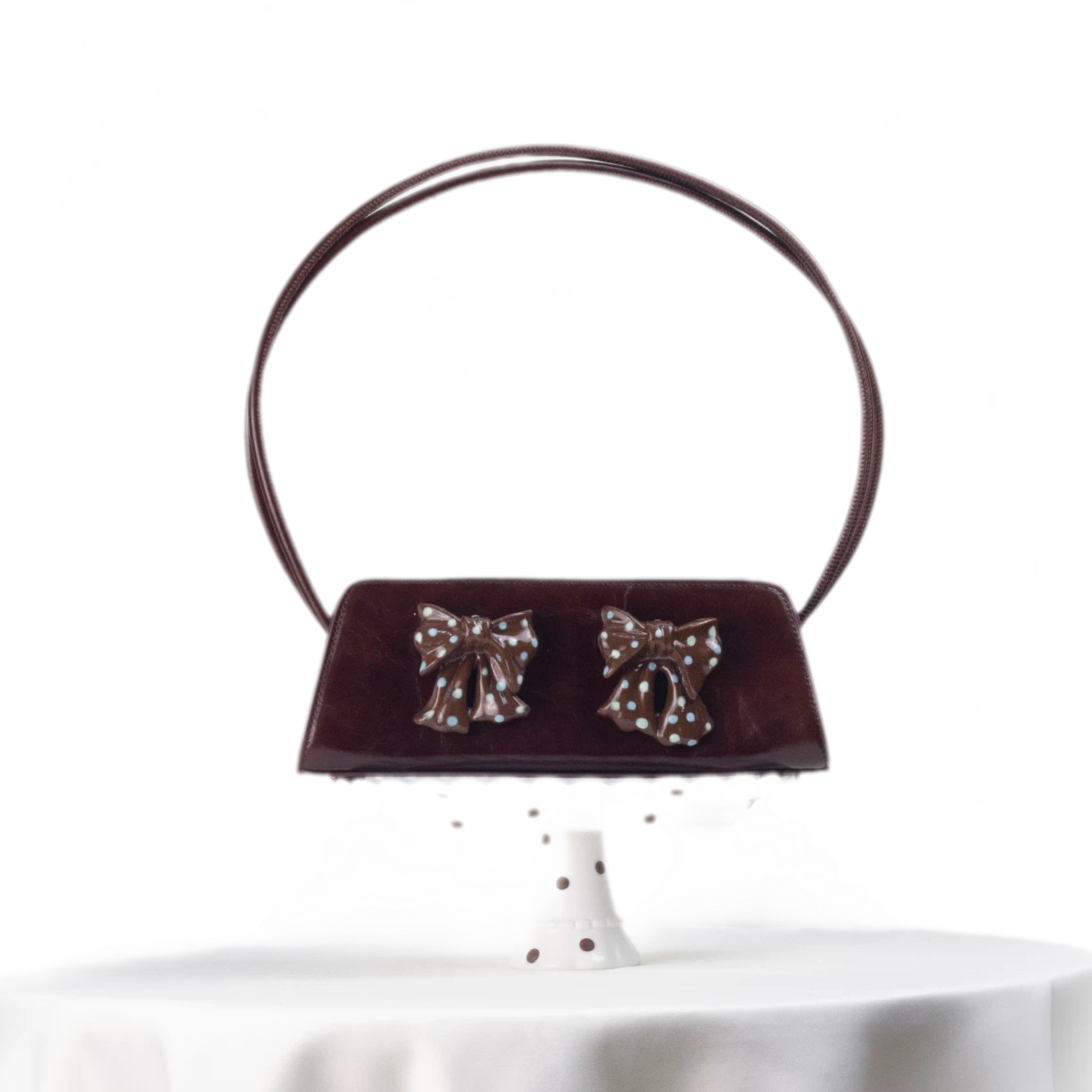 Ceramic Bow Leather Shoulder Bag