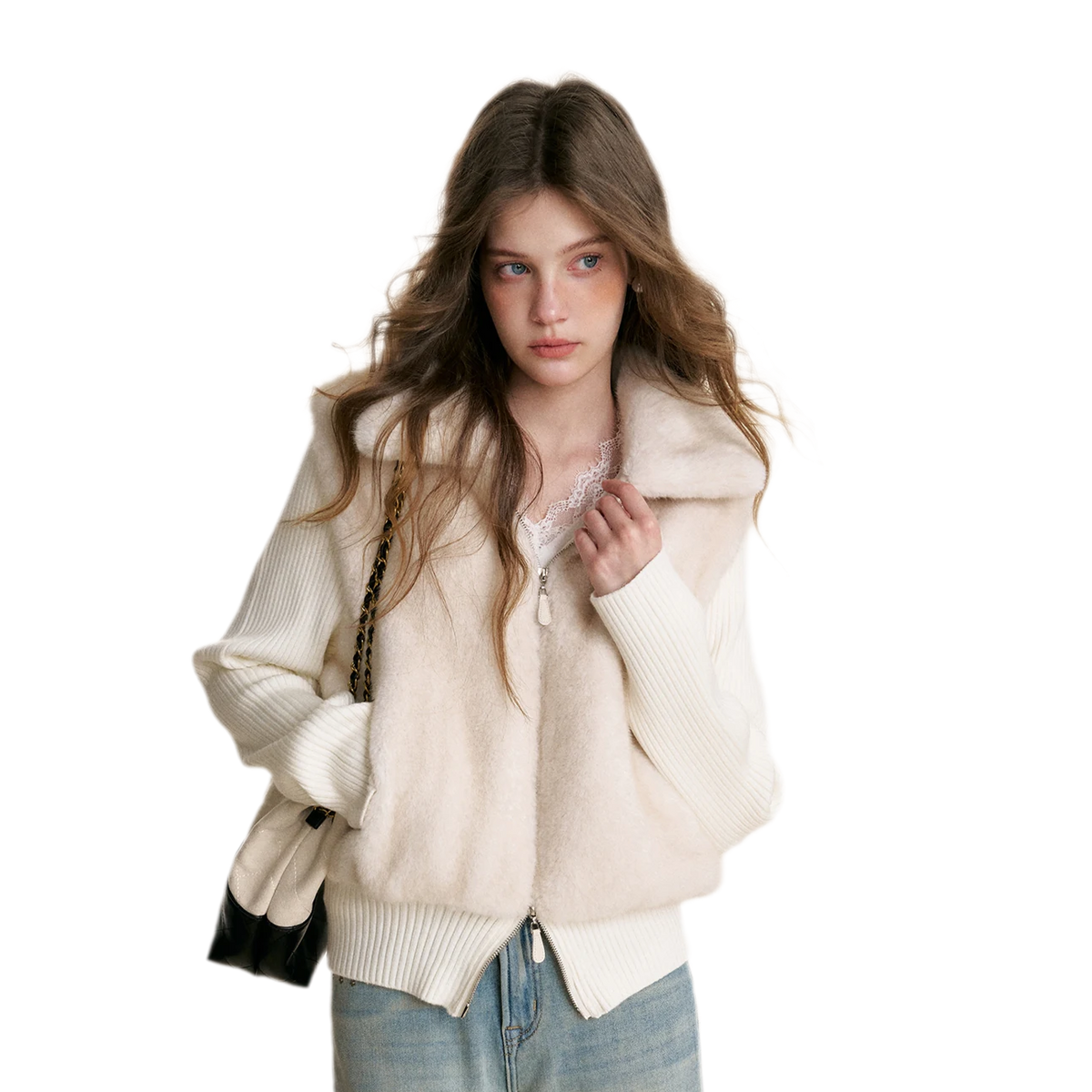 Mink Knit Patchwork Jacket