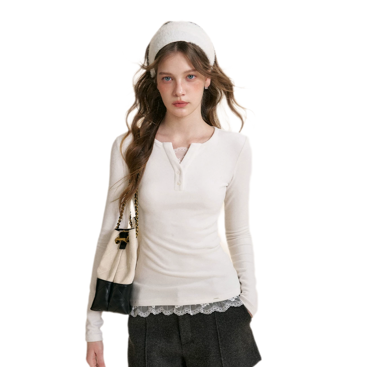 Romantic Lace Trim Fitted Tee