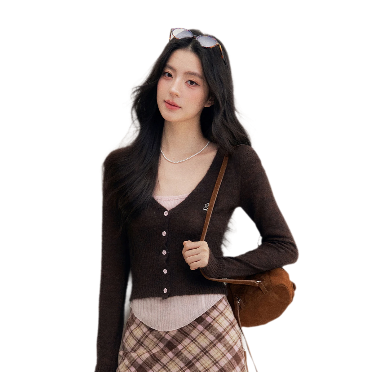Brushed Contrast V-Neck Sweater