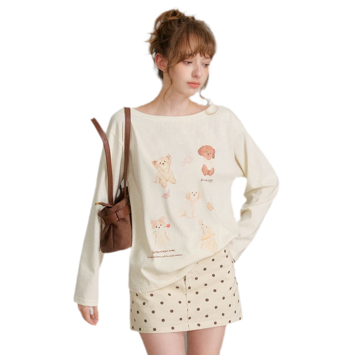 Hand-Drawn Puppy Print T-Shirt