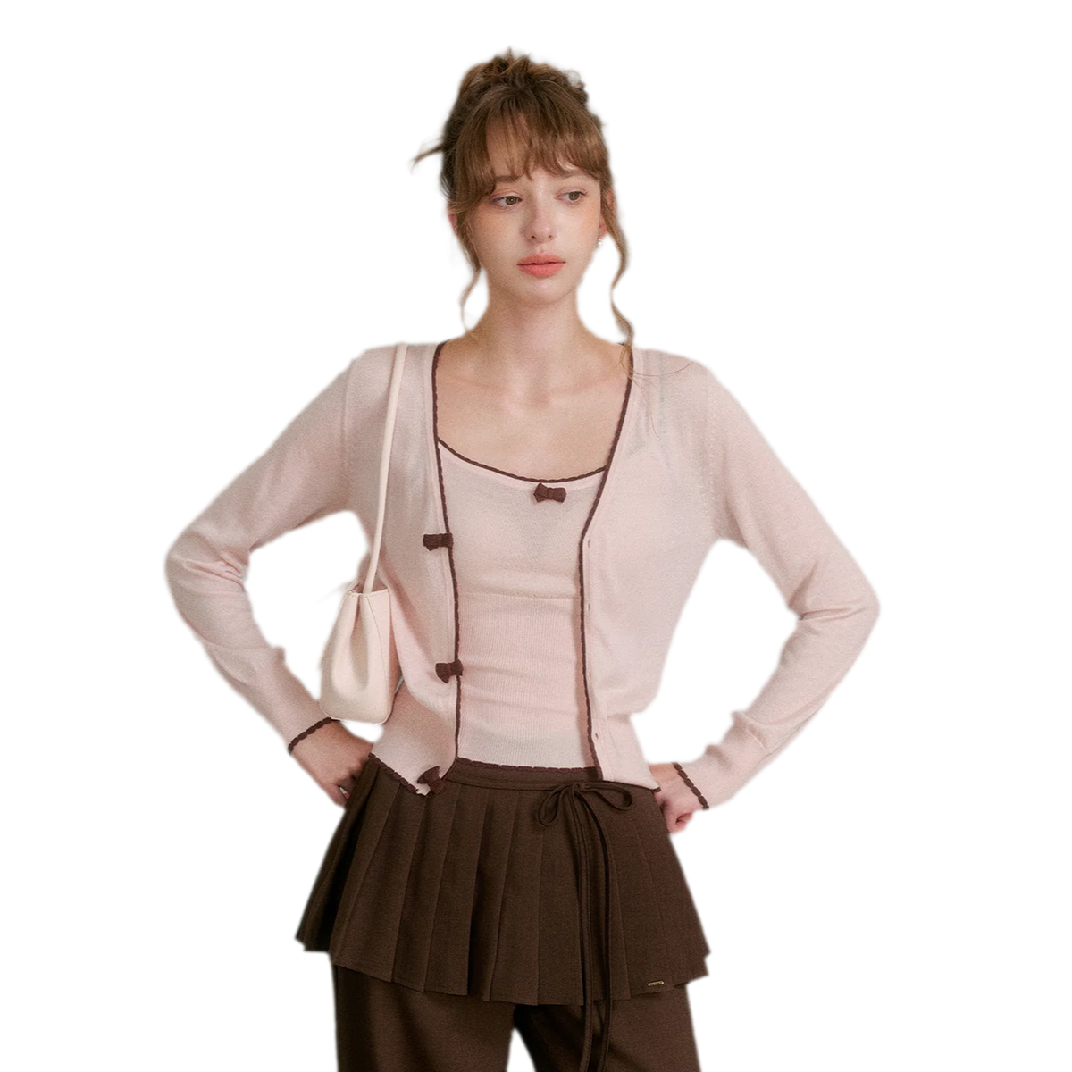 Wool Bow Trim Knit Set