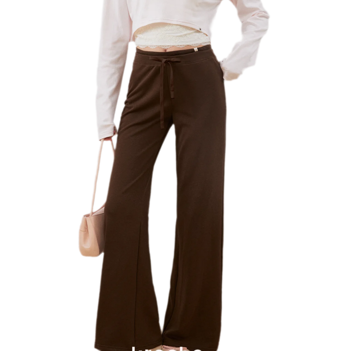 Strukturierte Sweatpants mit Kordelzug und weitem Bein