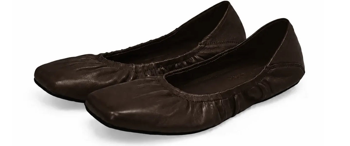 Plissierte Ballerinas aus Lammleder mit eckiger Zehenpartie