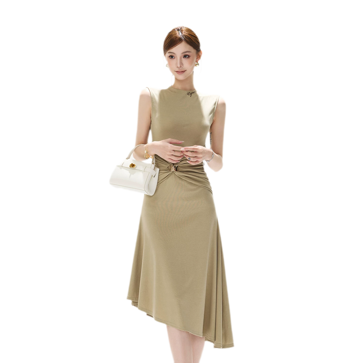 Twist Waist Asymmetric Dress