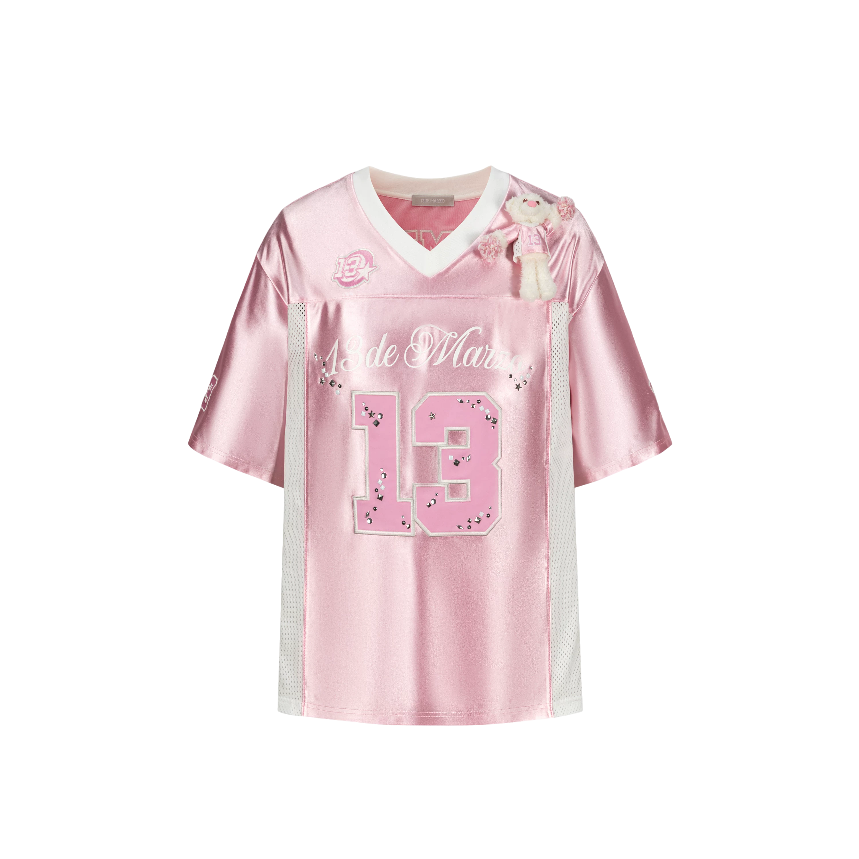 Satin V-Neck Short Sleeve T-Shirt