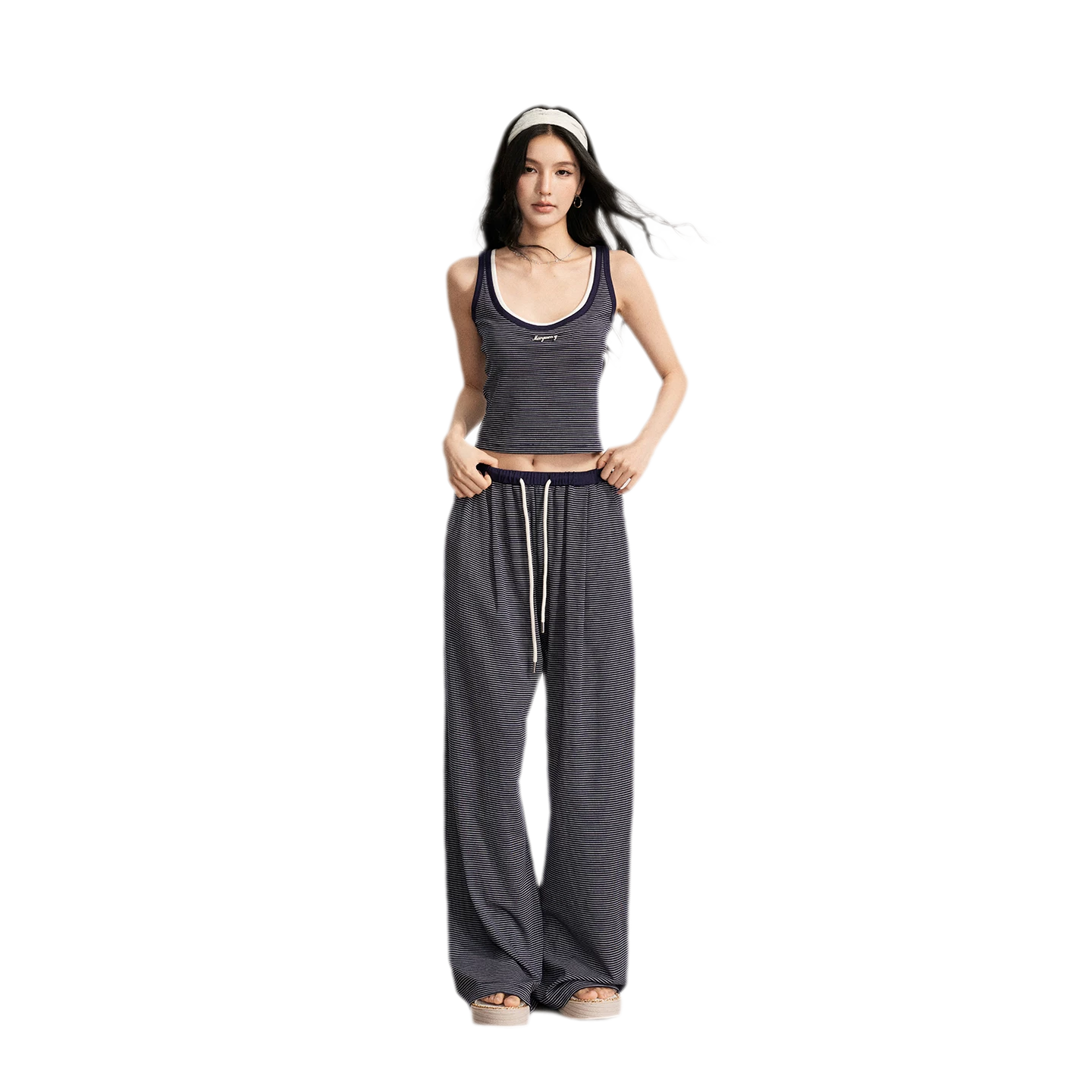 Striped U-Neck Set