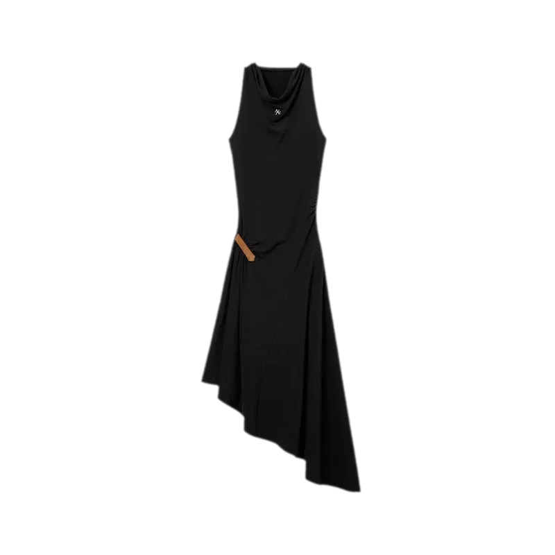 Acetate Wool Ruched Halter Dress