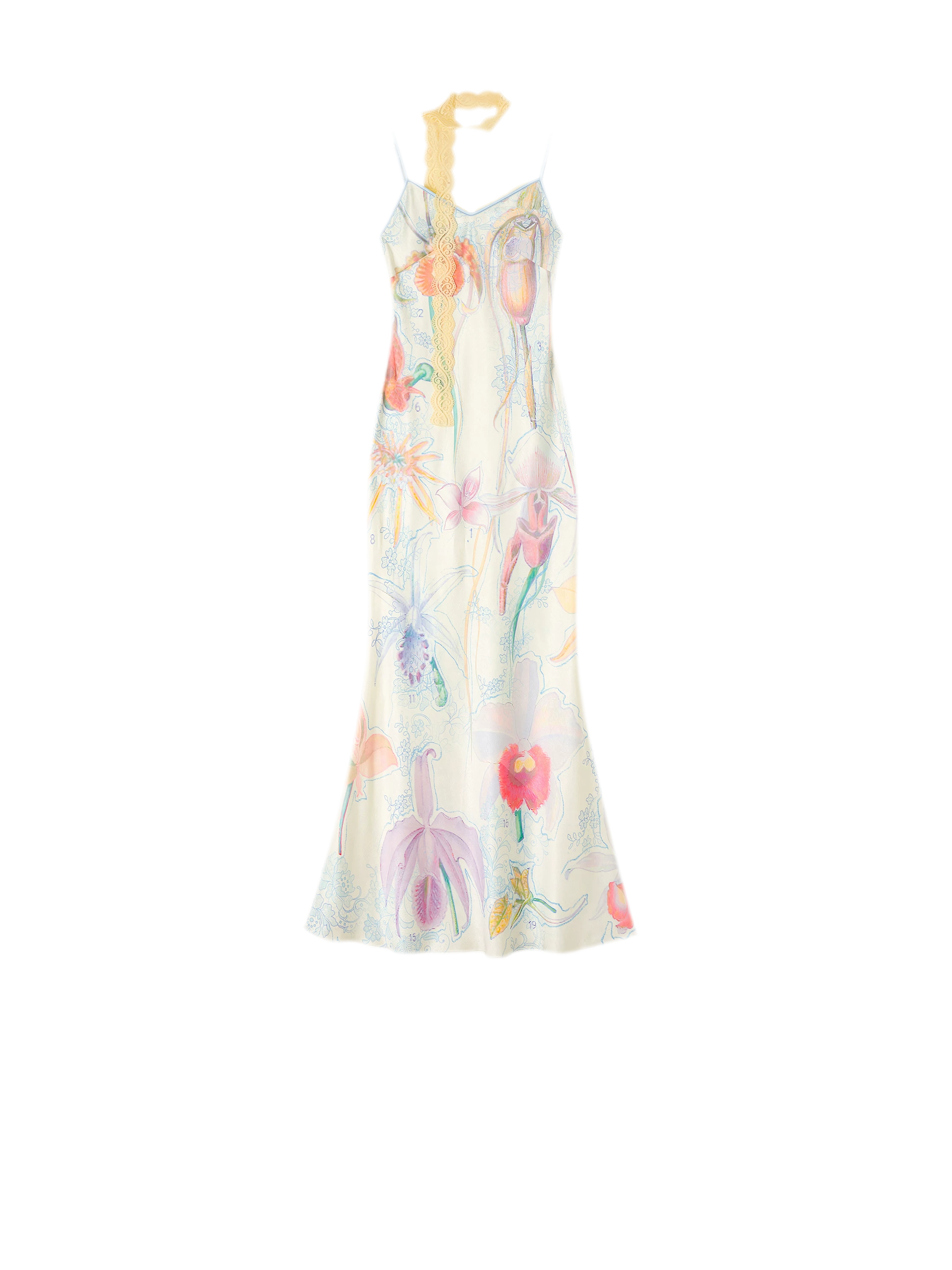Botanical Print Bias-Cut Camisole Long Dress