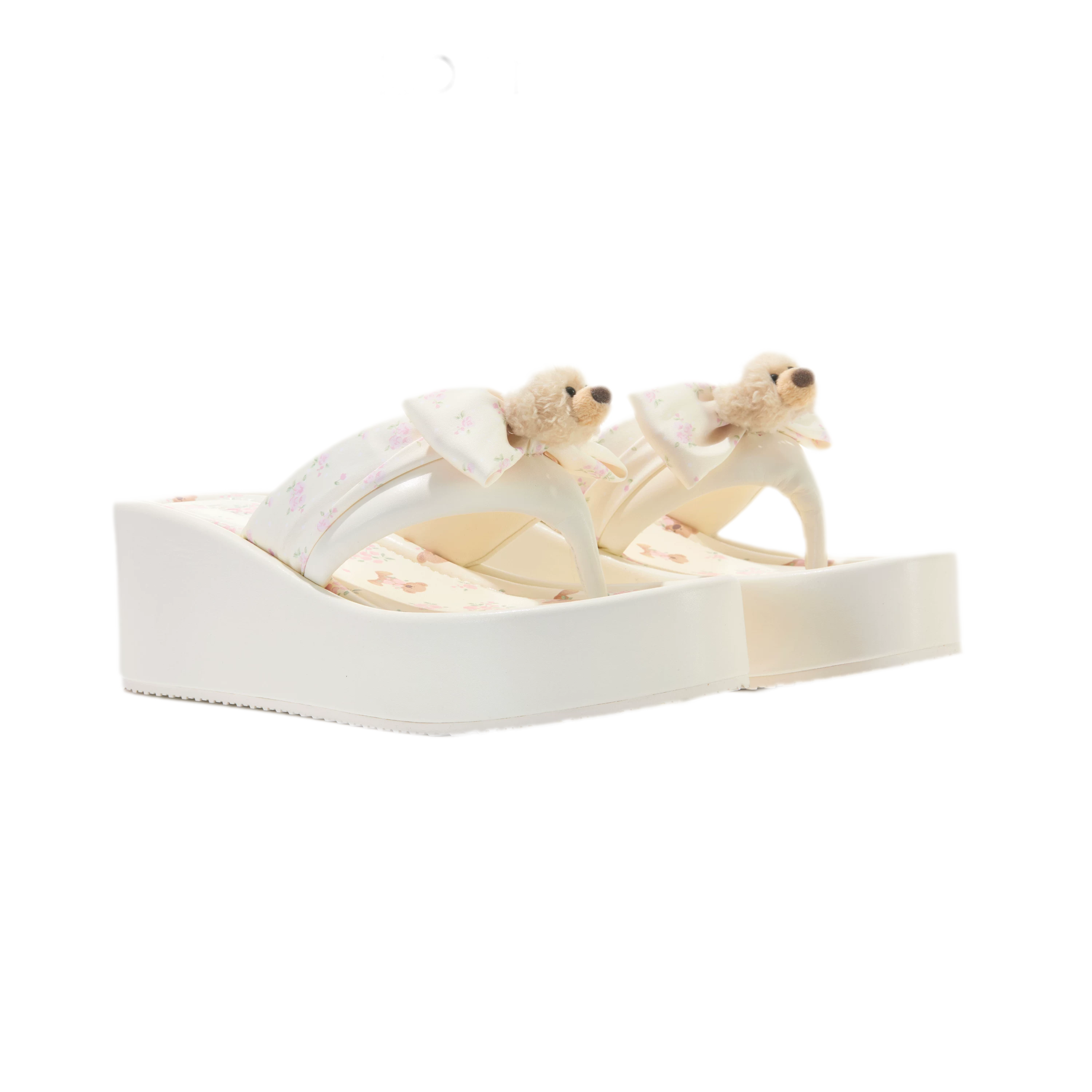 Floral Wedge Thong Sandals
