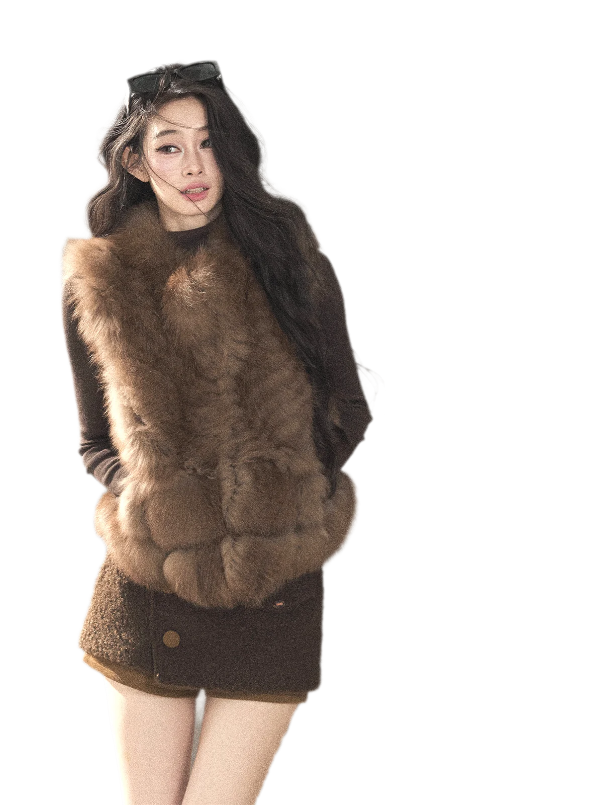 Fox Fur Stand-Collar Vest