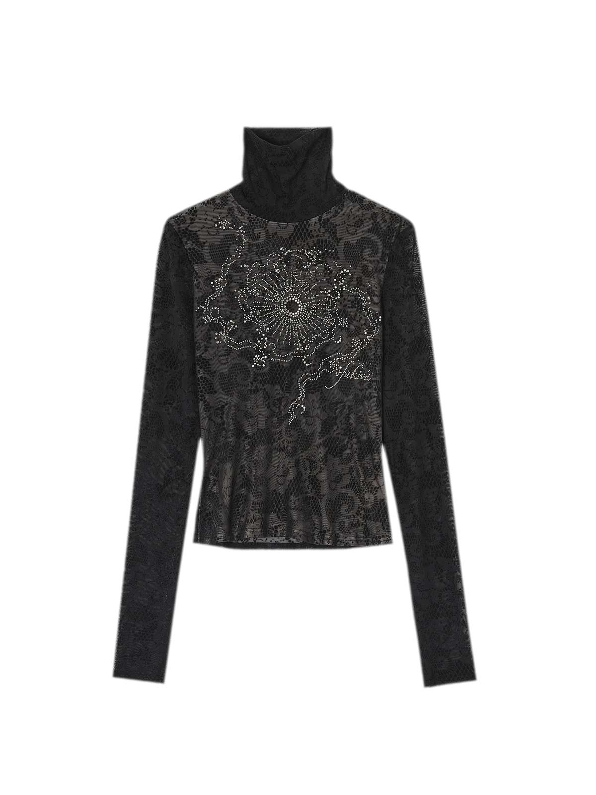 Rhinestone Velvet Jacquard Top
