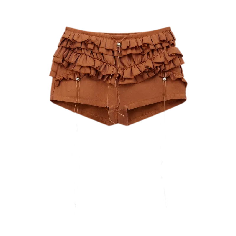 Layered Ruffle Low-Rise Shorts