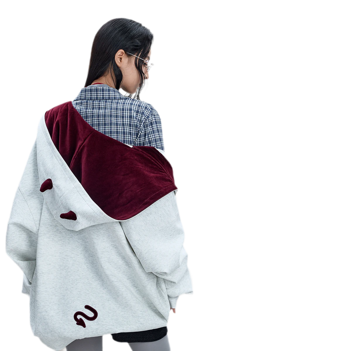 Oversized Devil Hooded Zip Jacket