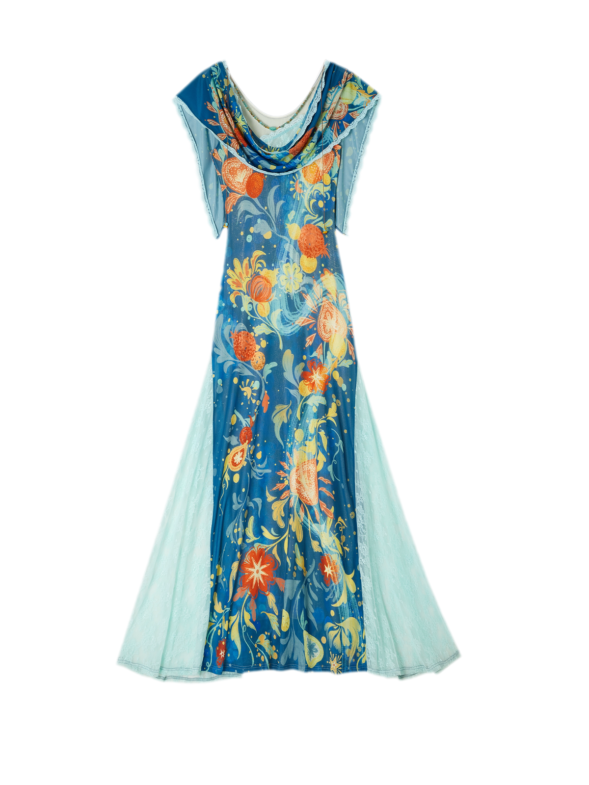 Beaded Lace Print Convertible Dress