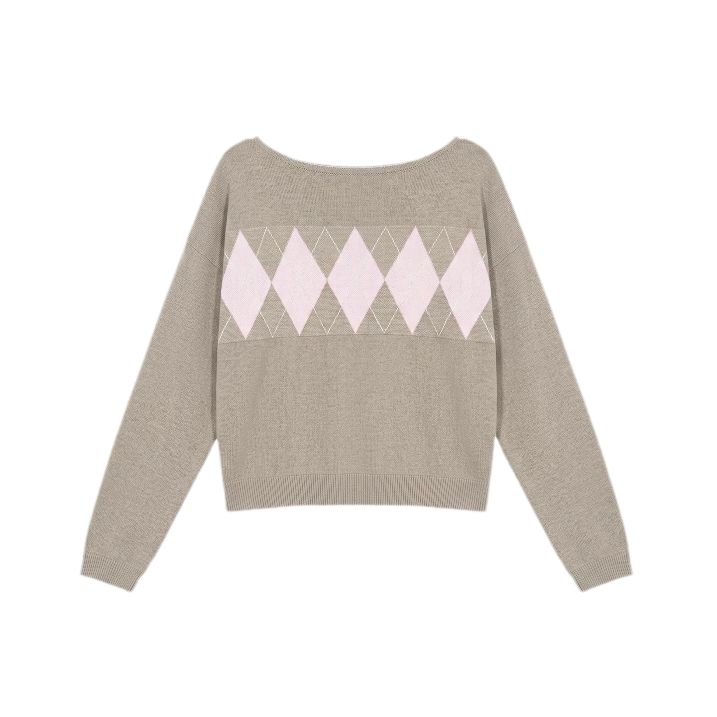 Argyle Off-Shoulder Knit Set