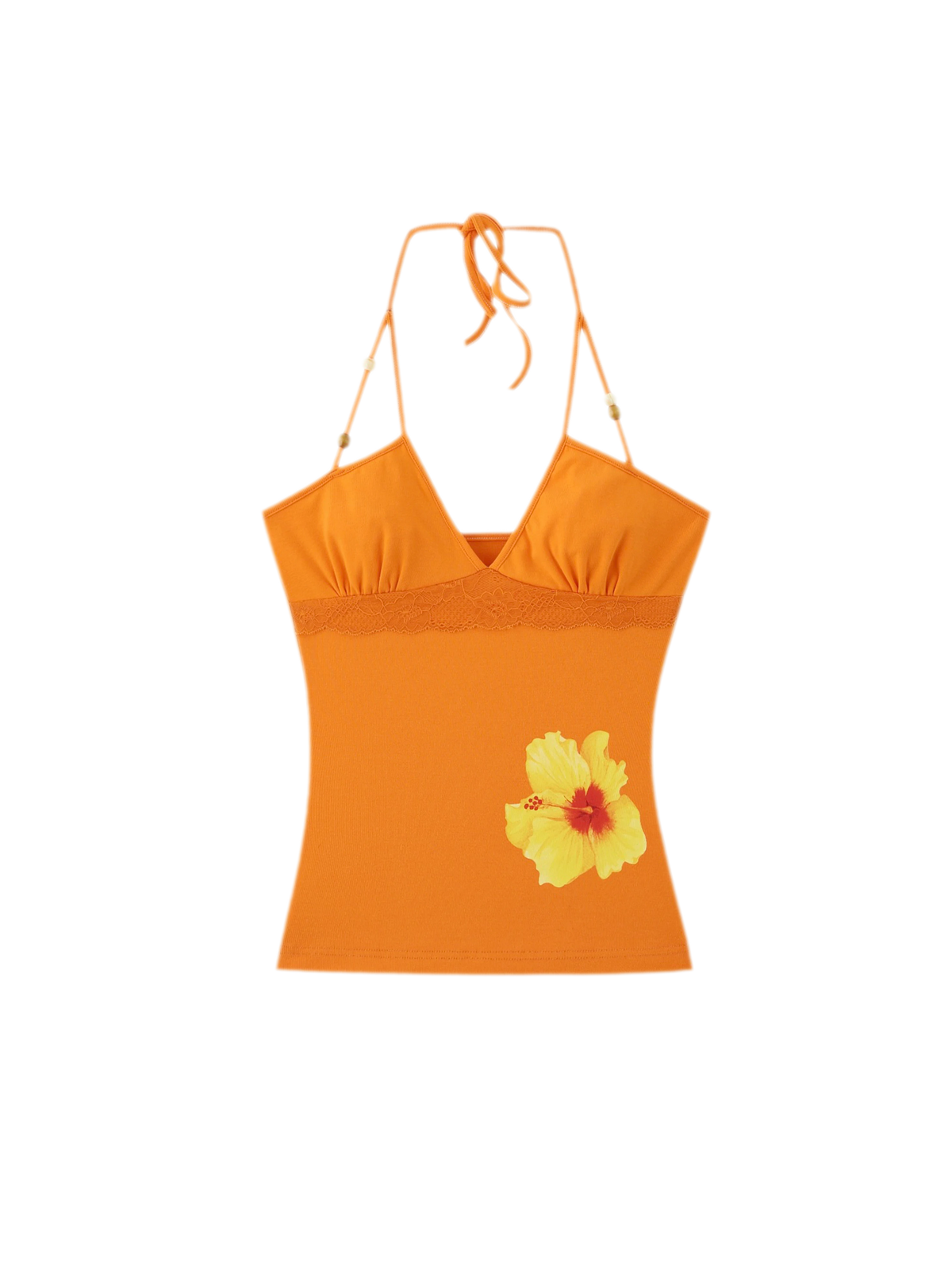 Beaded Floral Halter Tank Top