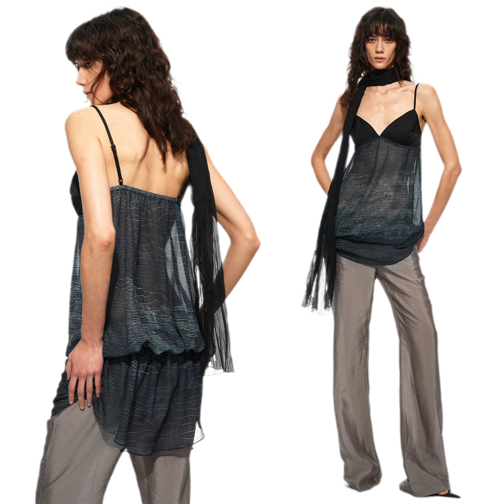 Sheer Satin Snake Camisole