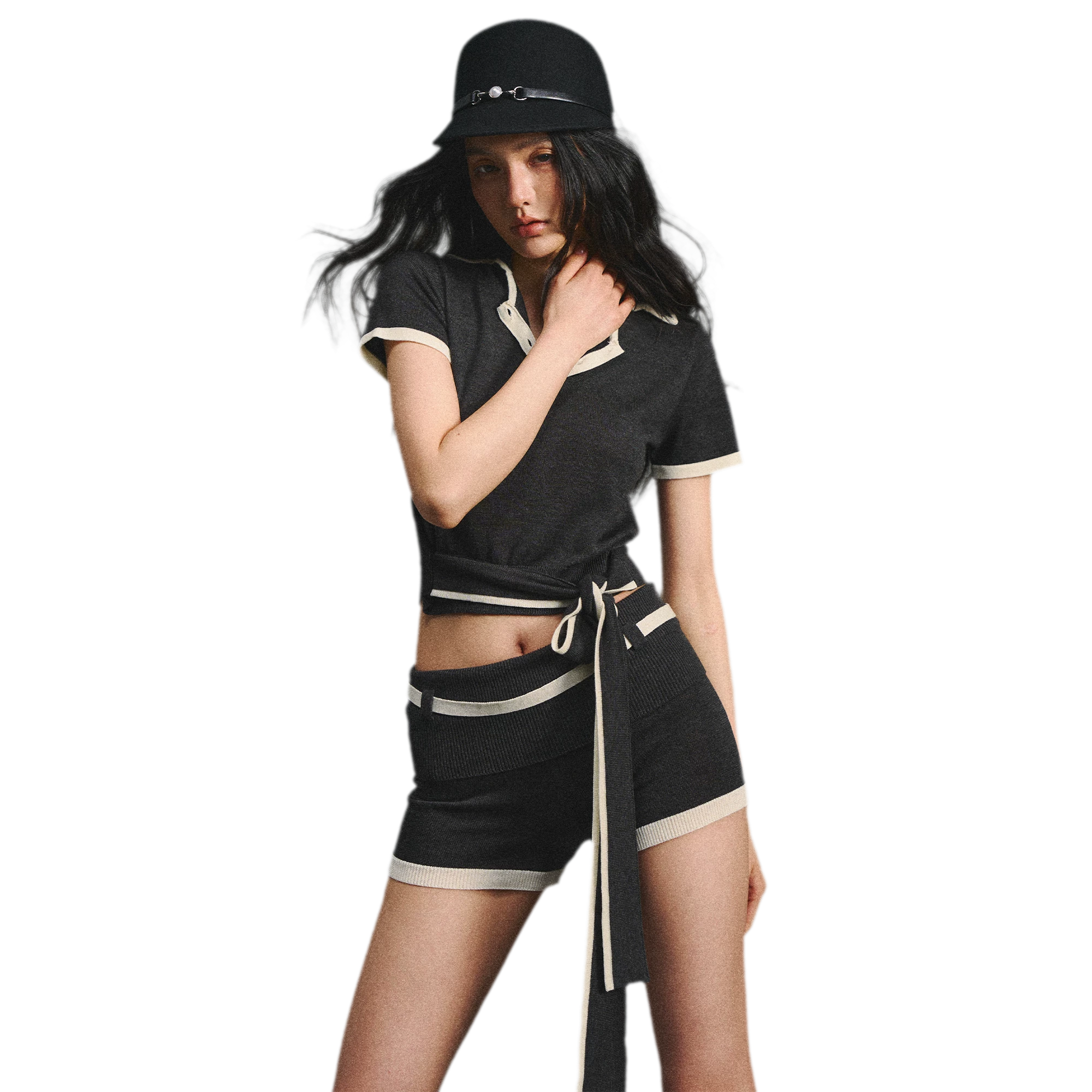 Lyocell Breathable Polo Collar T-Shirt & Contrast Cuff