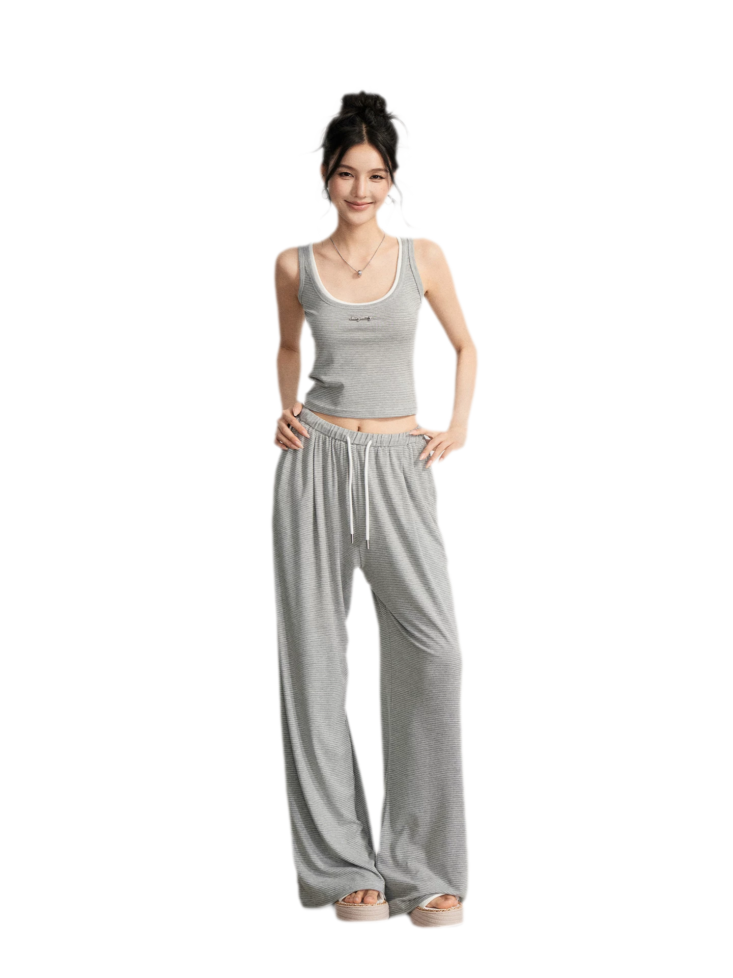 Striped U-Neck Set