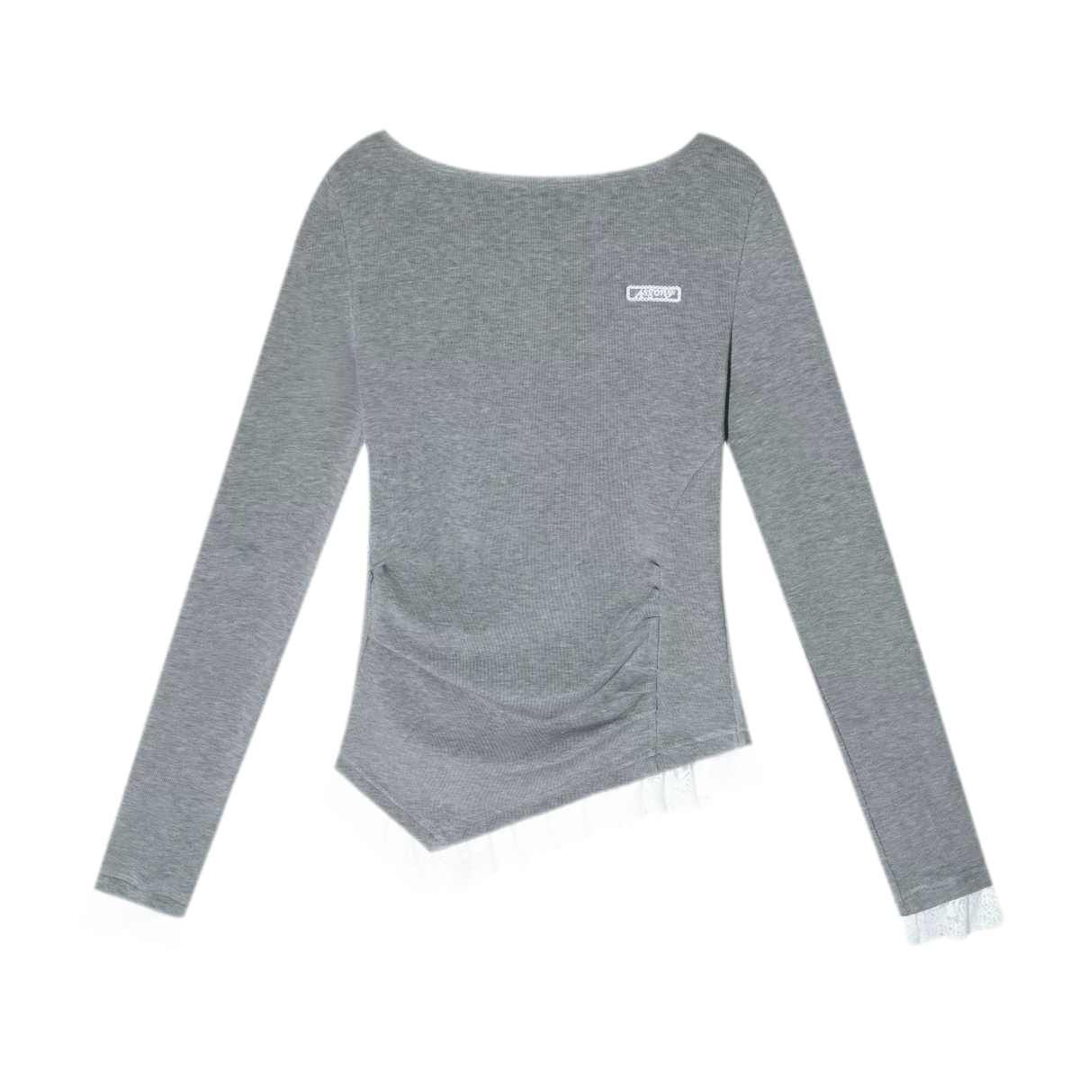 Lace Panel Ruched Hem Top