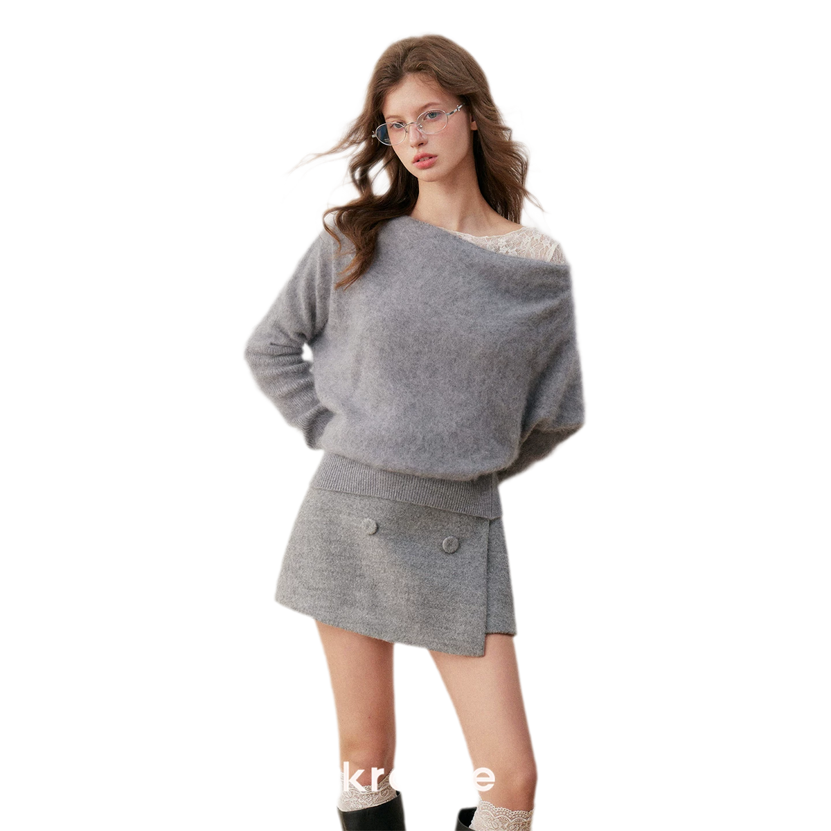 Bộ áo len ren pha lụa
