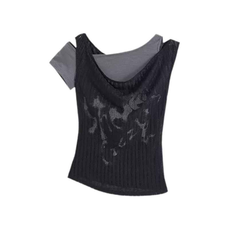 Punk Graffiti Layered T‑Shirt