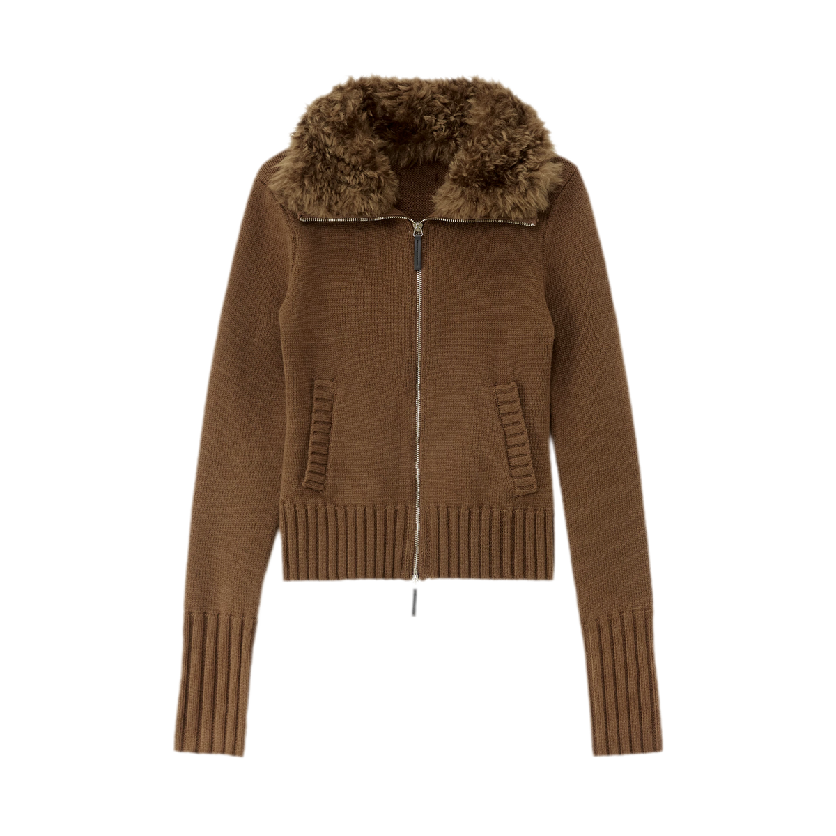 Wool Ribbed Fitted Cardigan