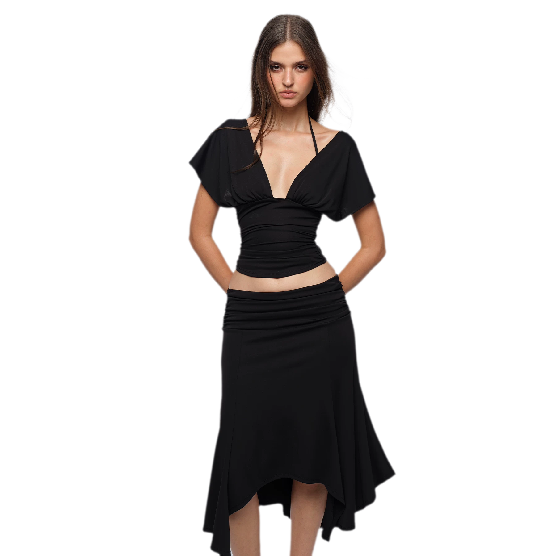 Deep V Ruched Top
