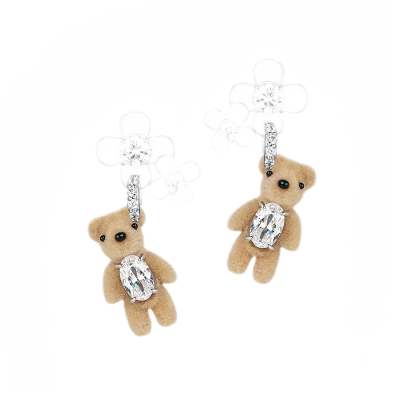 Floral Bear Pearl Necklace