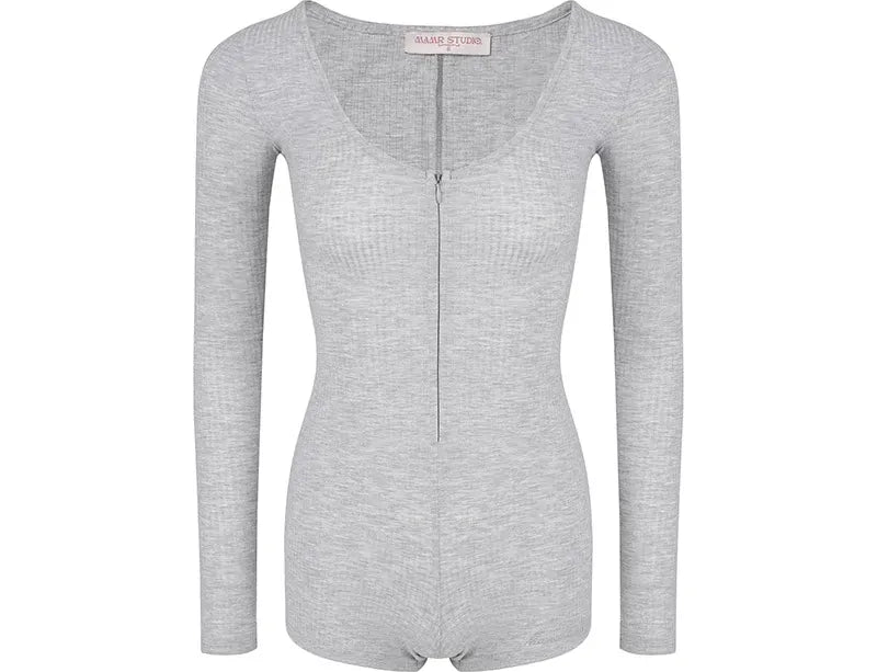 Ribbed Knit Slim Romper