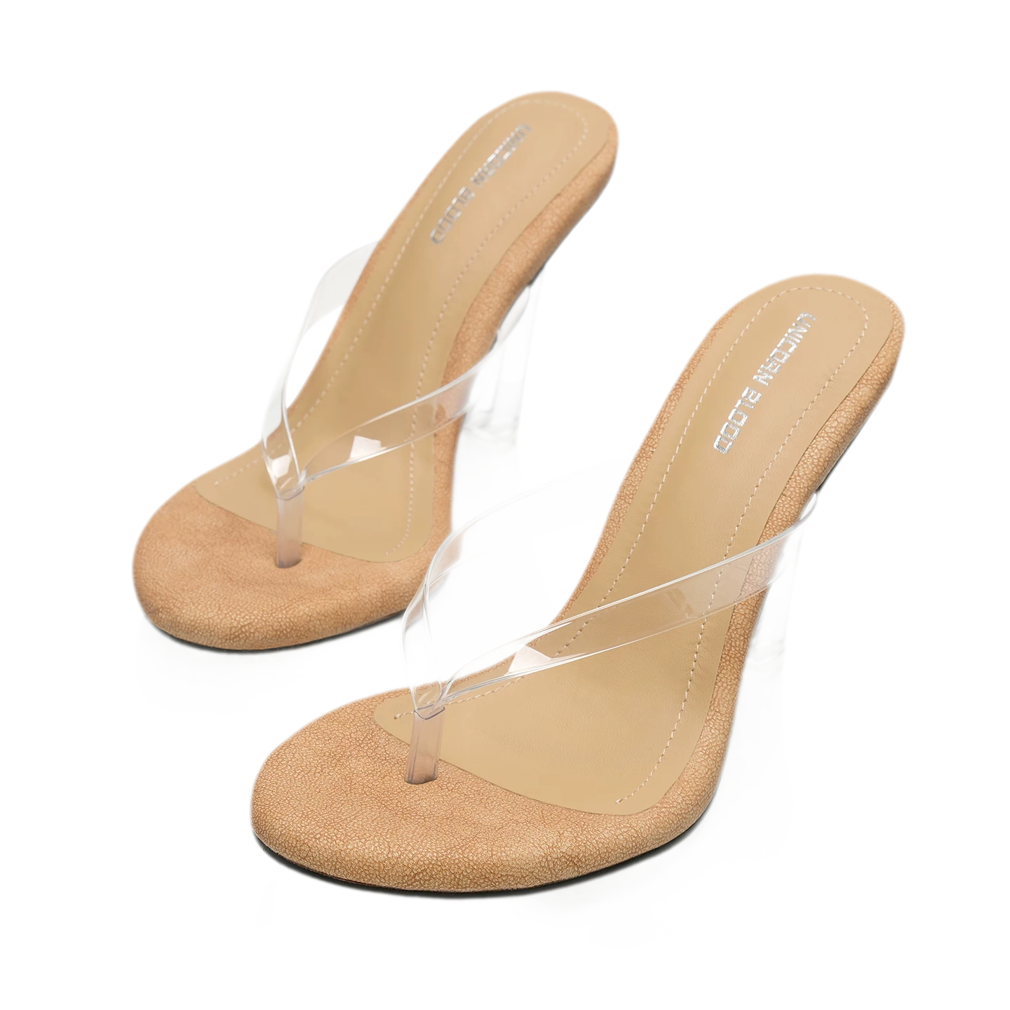Crystal Thong Block-Heel Sandals