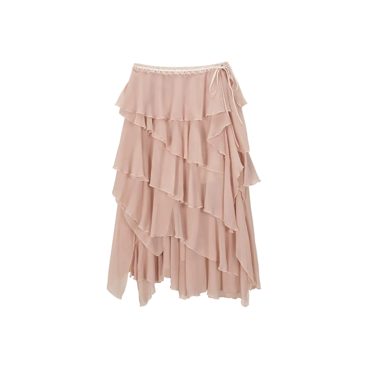Asymmetric Chiffon Tie-Waist Strapless Skirt