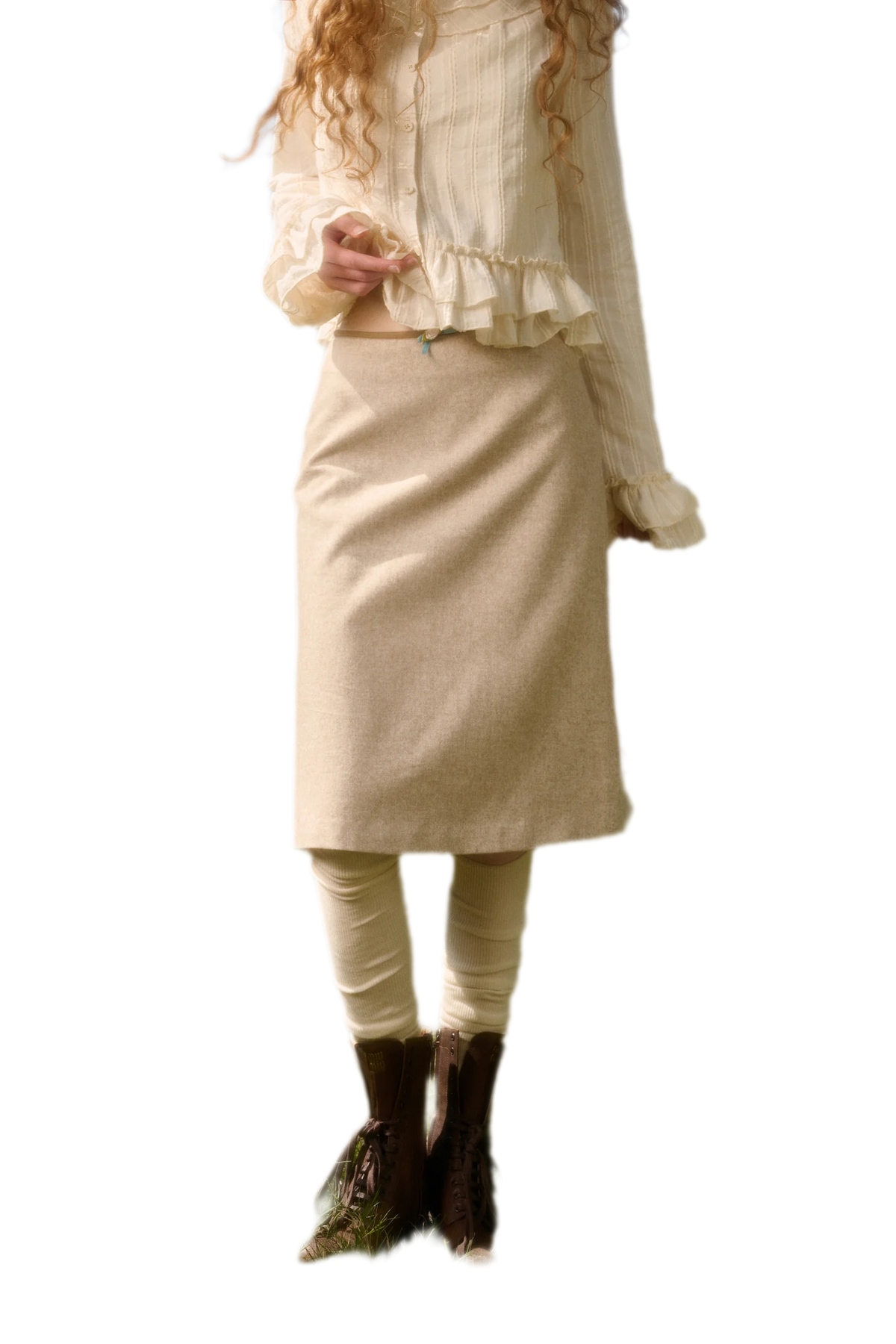Ensemble chemise à volants et jupe en coton