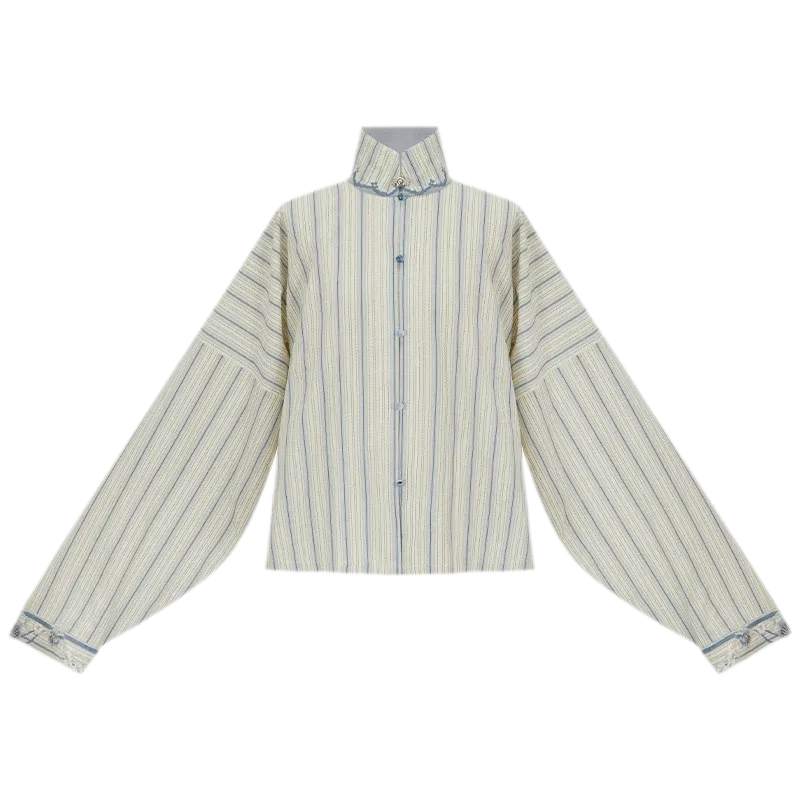 锦蓝 Brocade Blue Embroidered Vest Pleated