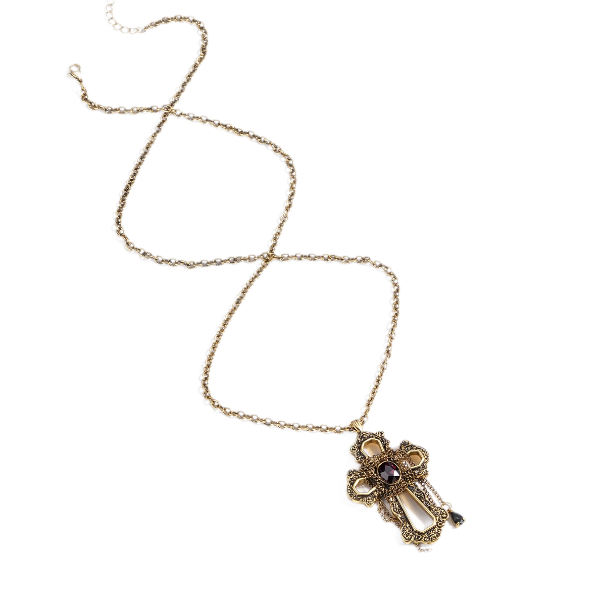 Collar de cruz de cristal barroco