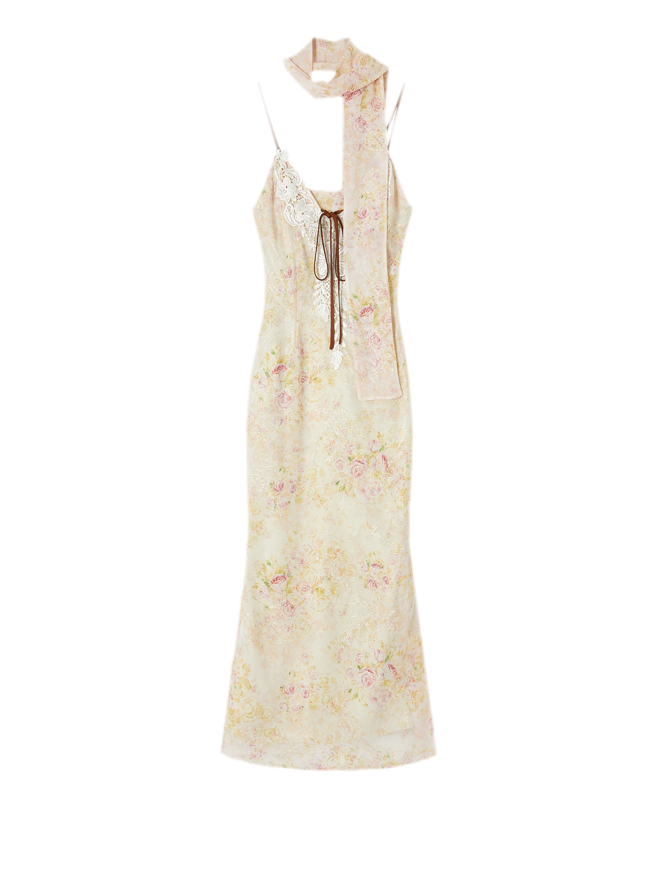 Iris Floral Lace Trim Vintage Dress