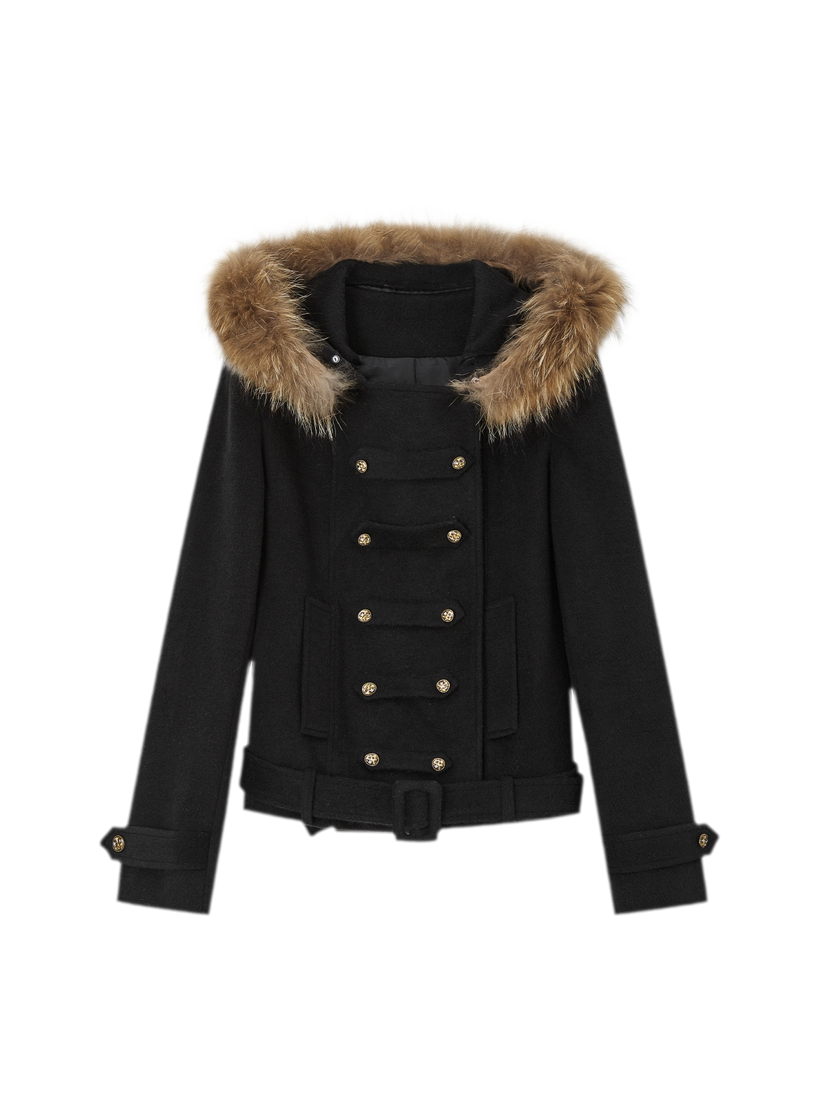 Wool Belted Hooded Coat