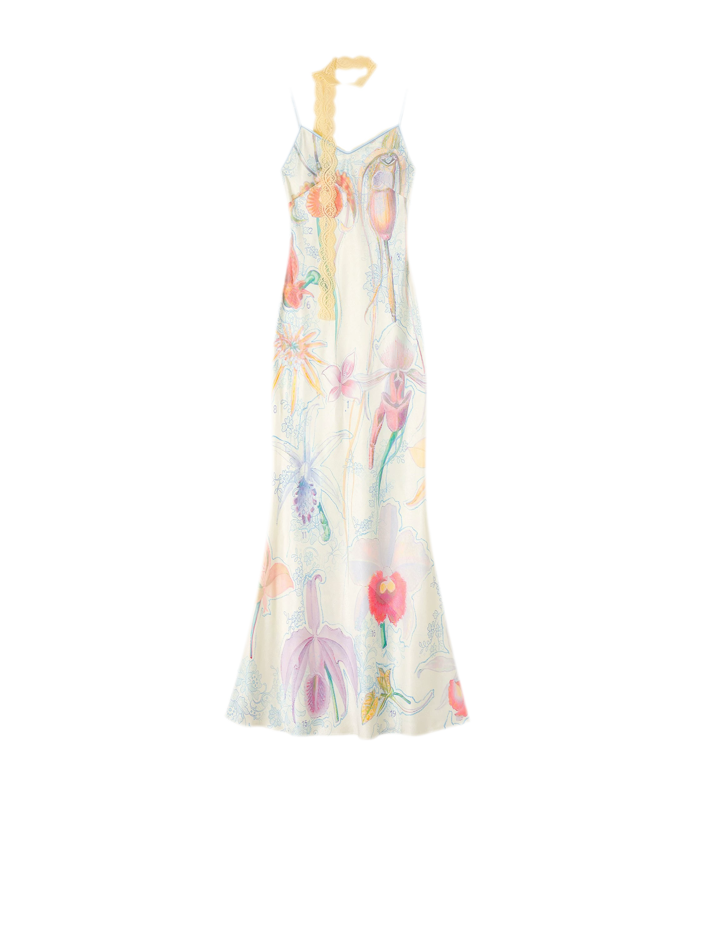 Botanical Print Bias-Cut Camisole Long Dress