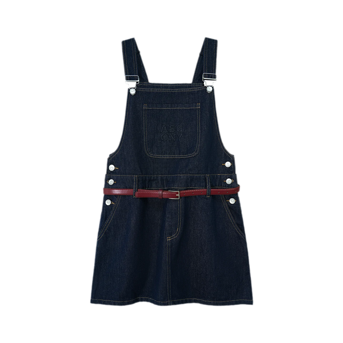 Cotton Denim Pinafore Mini Dress