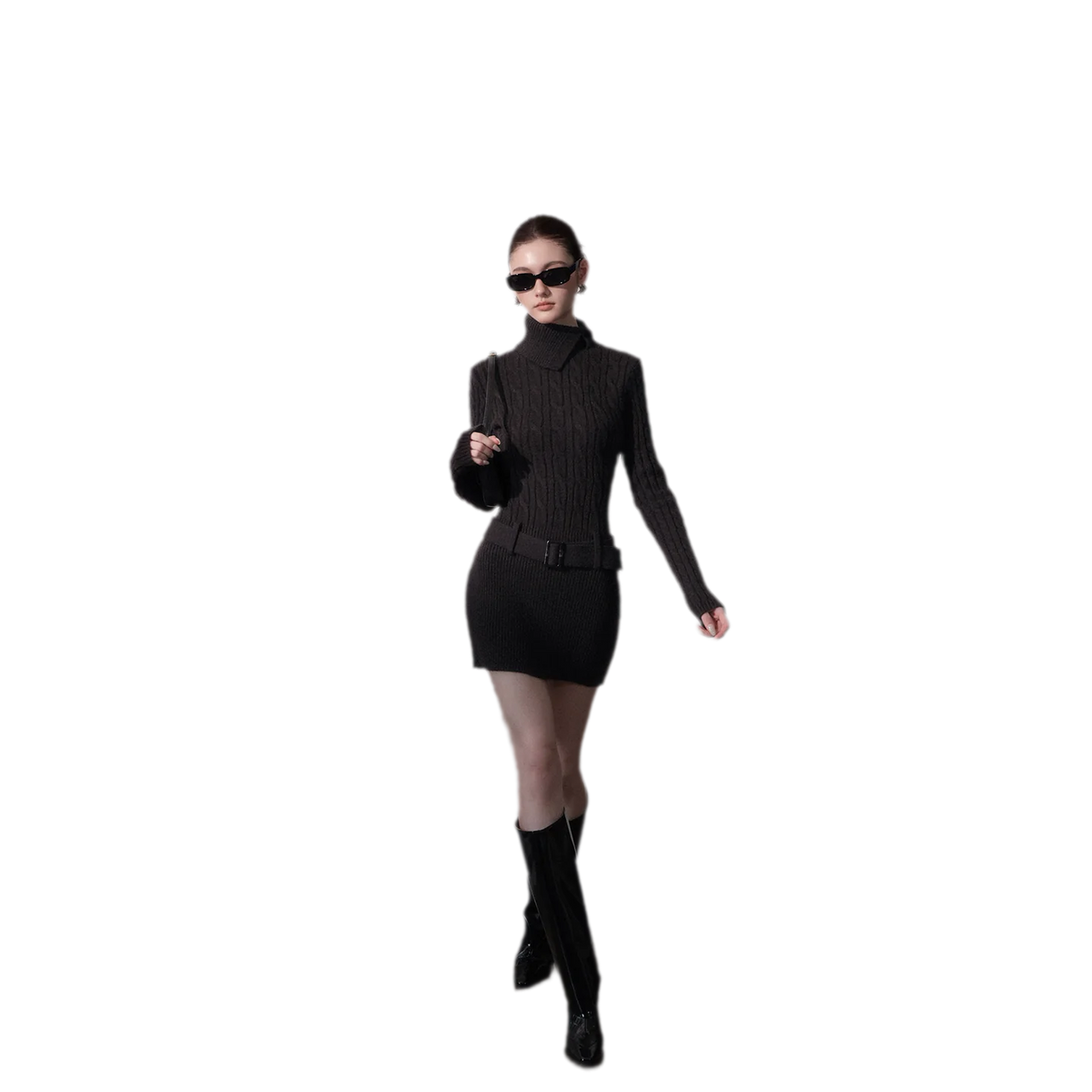 Cable-Knit Slim Mini Dress