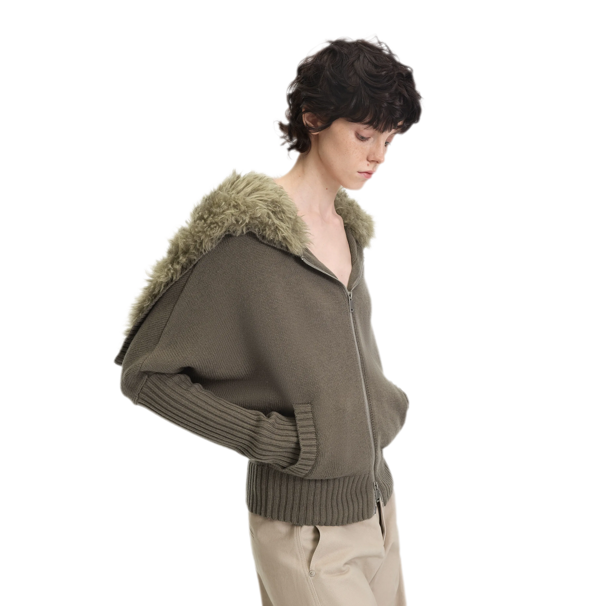 Textured Batwing Hooded Cardigan