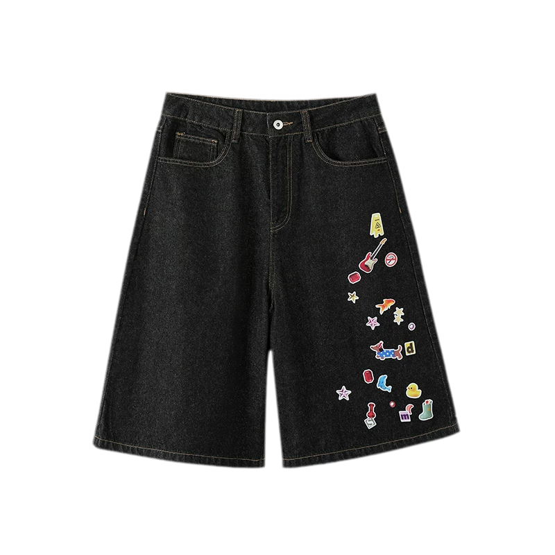Sticker Design Denim Pants