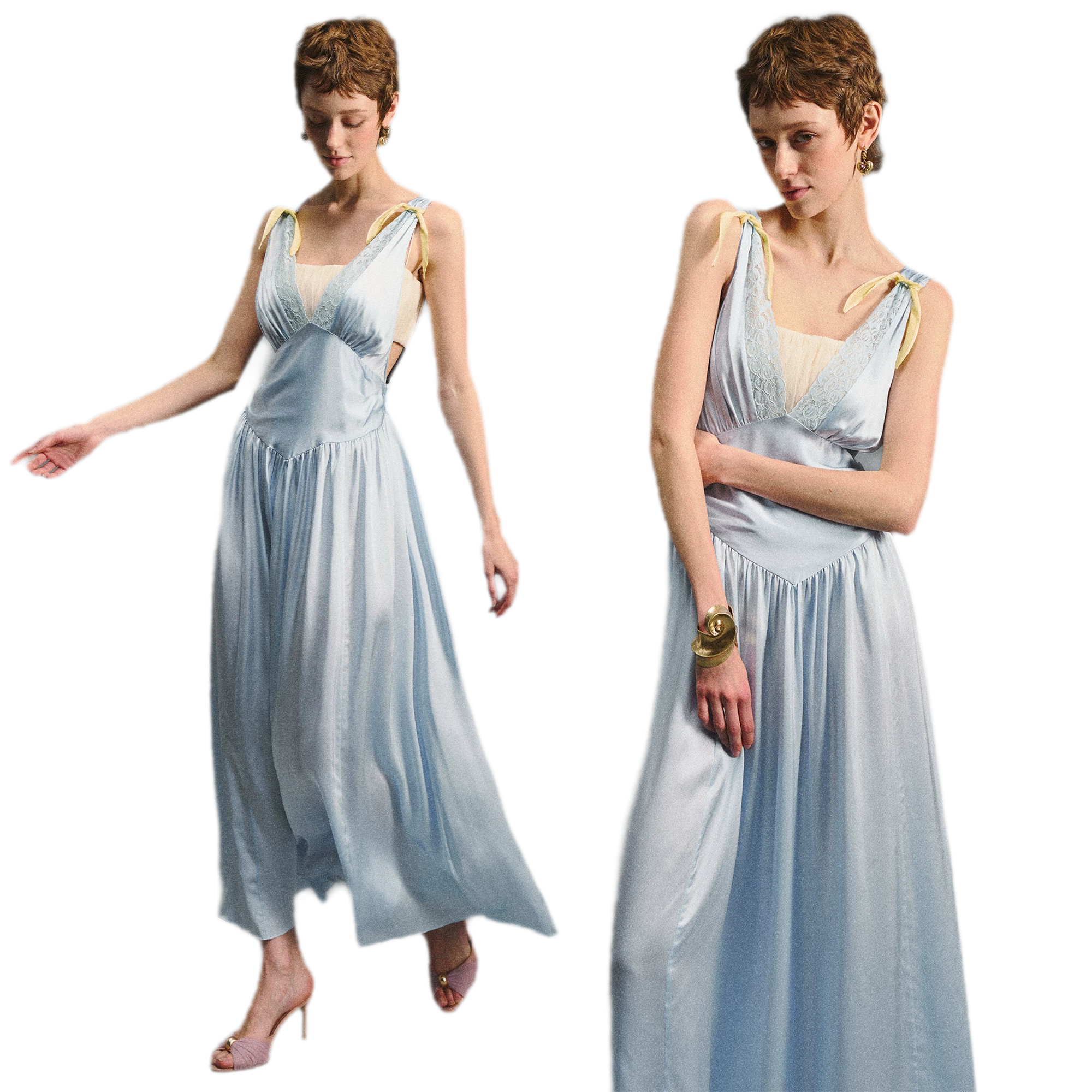 Lace Tie Satin Dress