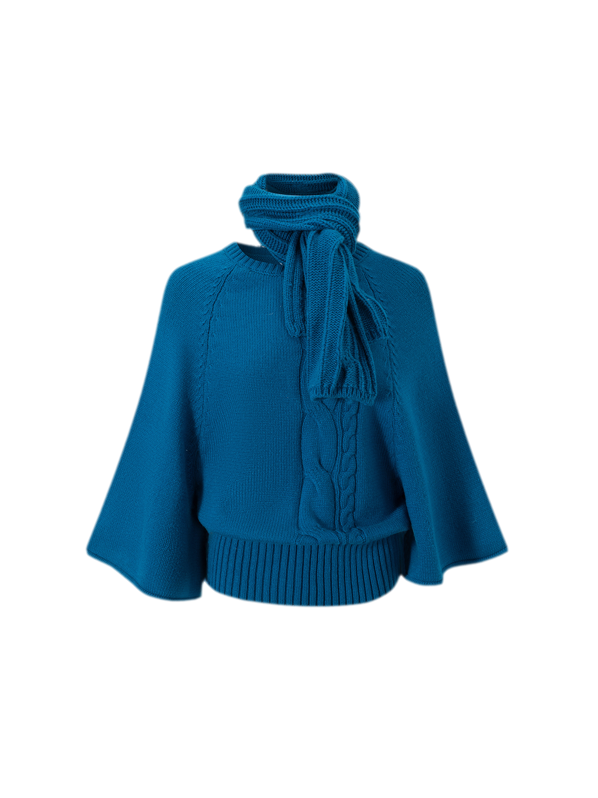 Conjunto de suéter tipo capa de punto trenzado
