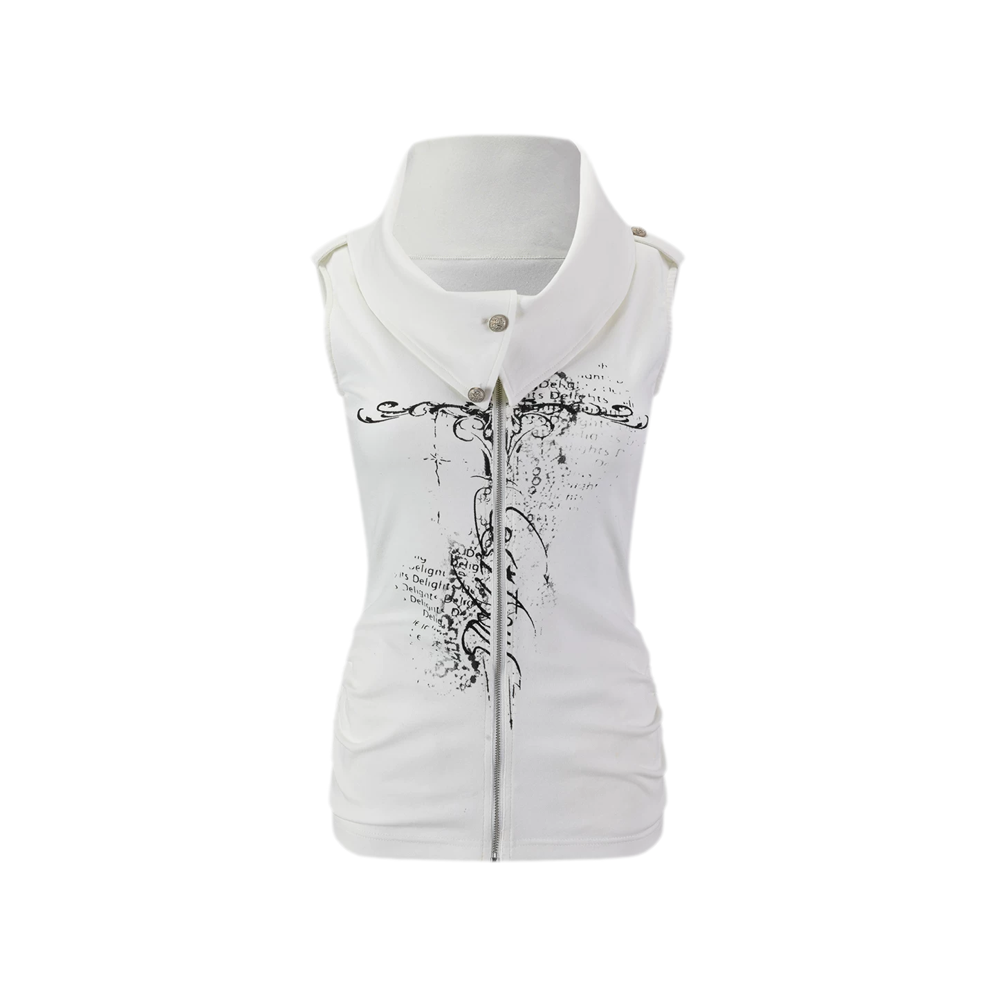 Cross Print Zip Vest