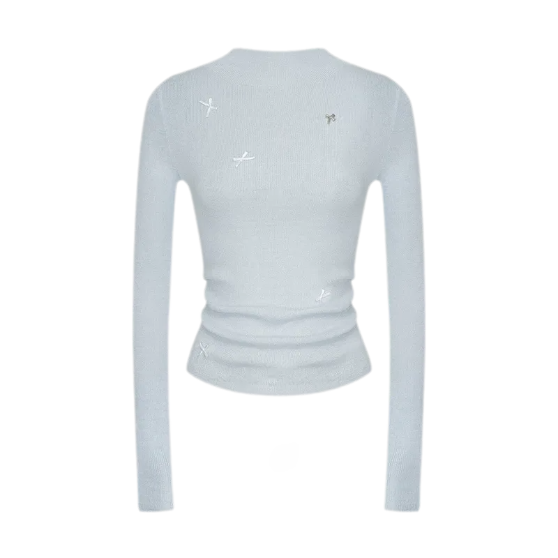 Fine Wool Ruched Bow Top