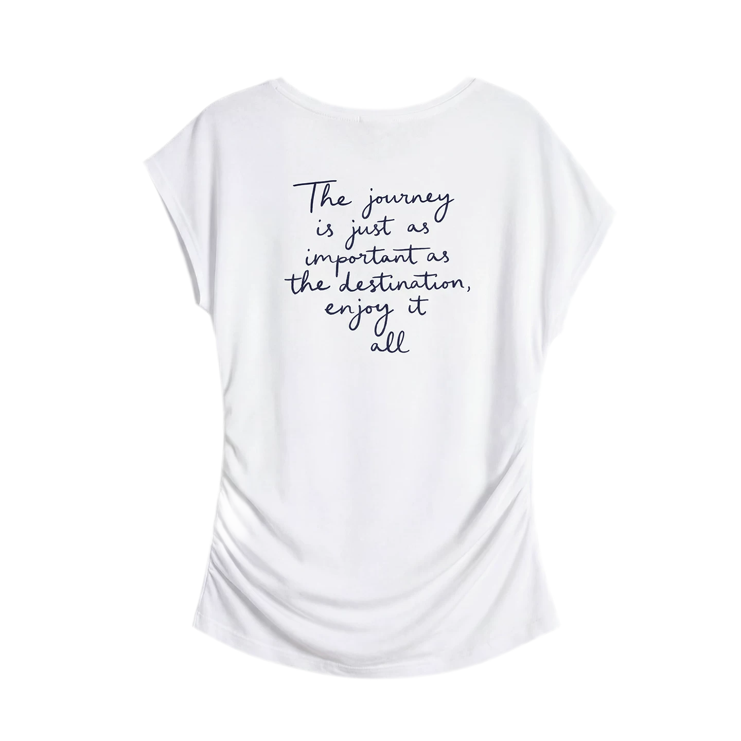 Ruched Embroidered Sleeve T-Shirt