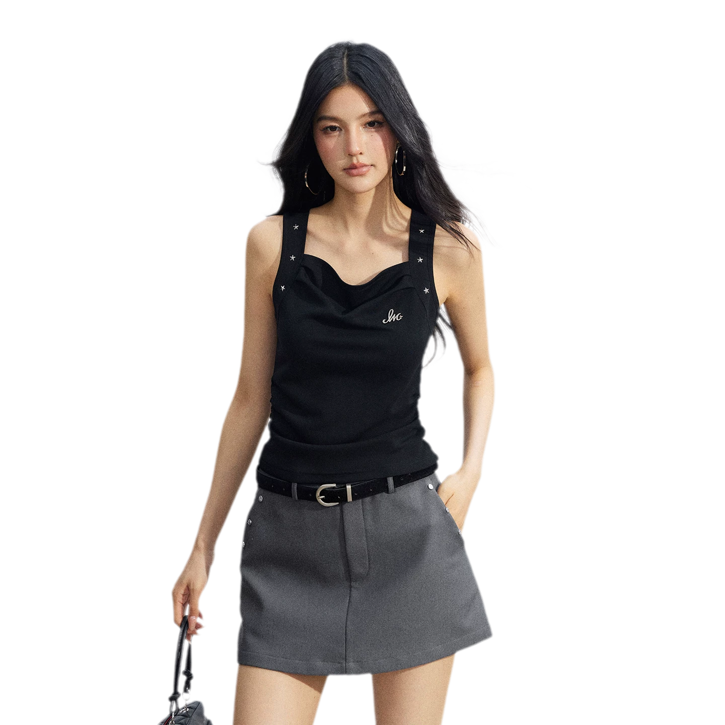 Star Pleated Sleeveless Top