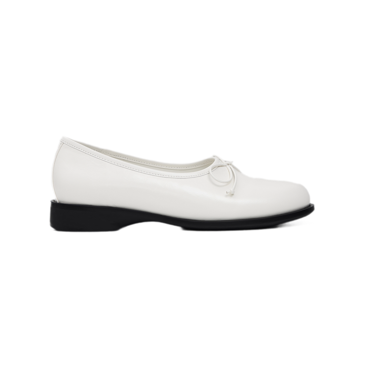 Oiled Leather Bow Ballet Flats